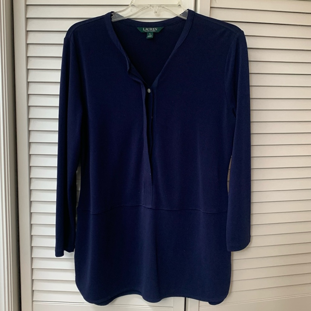Ralph Lauren Blue 3/4 Sleeve Button Down Tunic